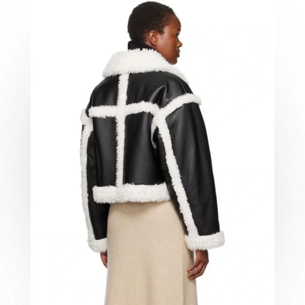 Stand Studio Women's Black & Off-white Kristy Faux-shearling Jacket size medium